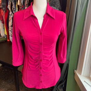 Women's Tickled Pink Blouse, Size S/P, Hot Pink Y2K